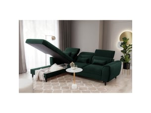Canapé d'angle convertible vert foncé angle gauche 4 places fable