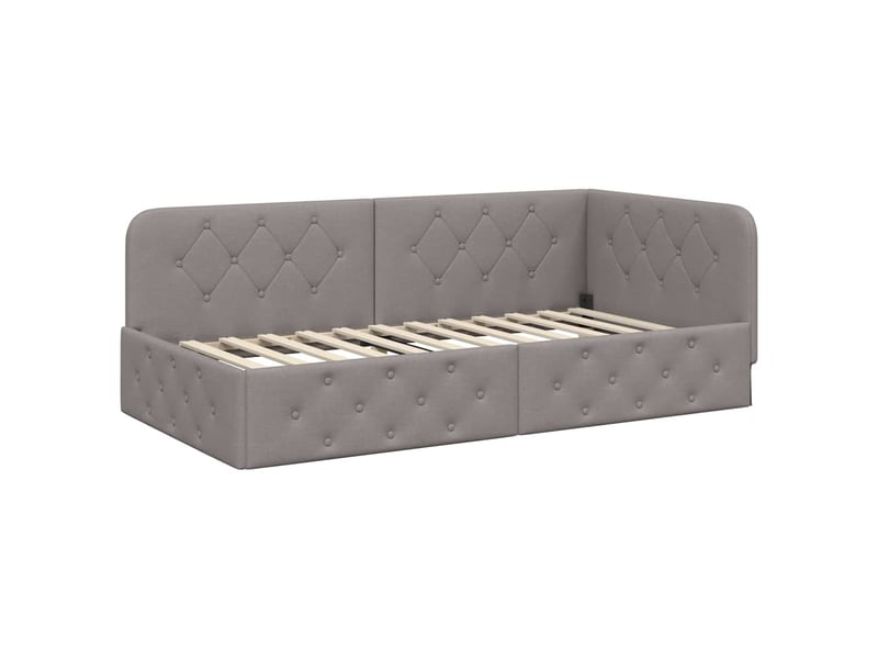 Lit simple- lit adulte - cadre de lit d'angle taupe 100 x 200 cm tissu - Conforama A