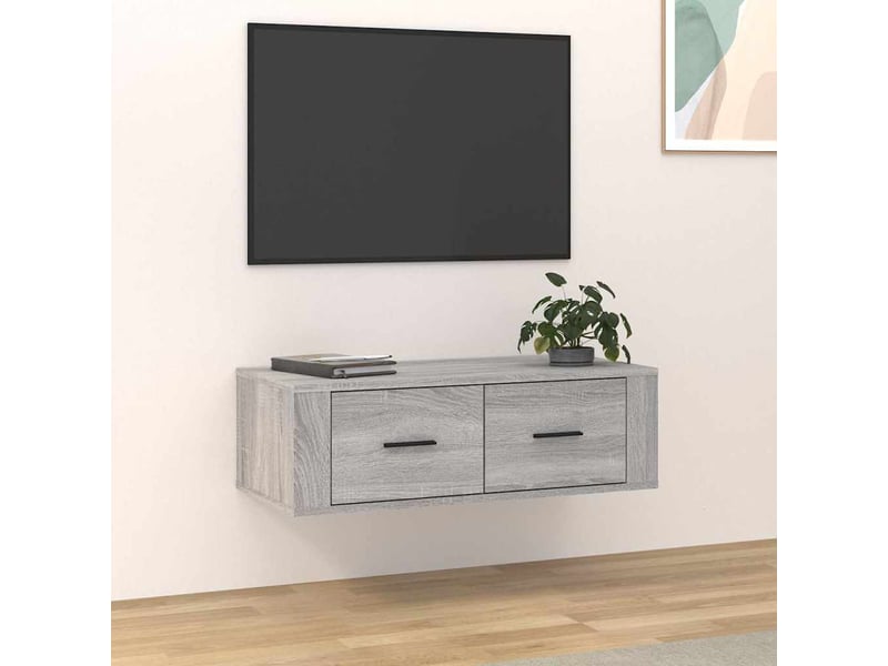  Armoire tv suspendue sonoma gris 80x36x25 cm bois d'ingénierie  - Conforama B