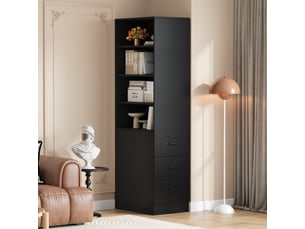 Vitrine coloris noir 5 étagère(s) <strong></strong> <strong></strong> - 60 cmx180 cm