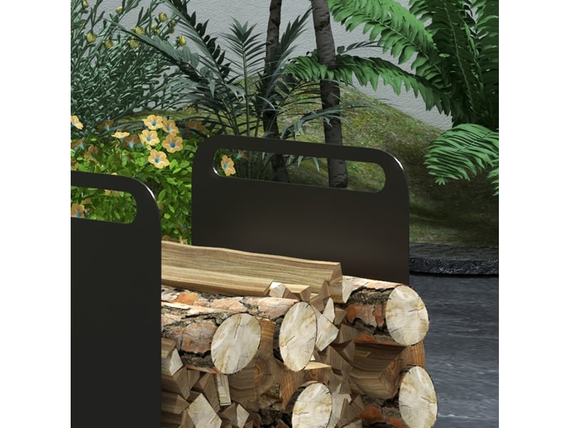  Range-bûches en acier 36,5 x 30 x 36 cm – noir – avec poignées, charge 30 kg pour intérieur et extérieur  - Conforama D