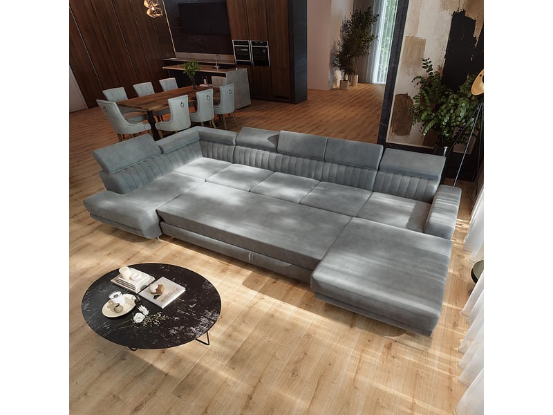 Canapé d'angle gaian, velours gris clair - Conforama D