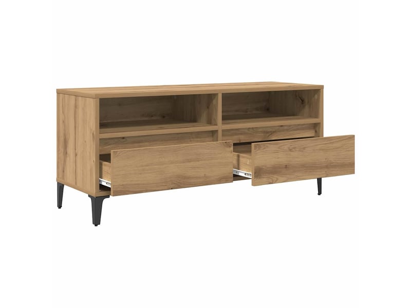  Meuble tv - banc tv - meuble de rangement 100 x 34,5 x 44,5 cm chêne artisanal  - Conforama E