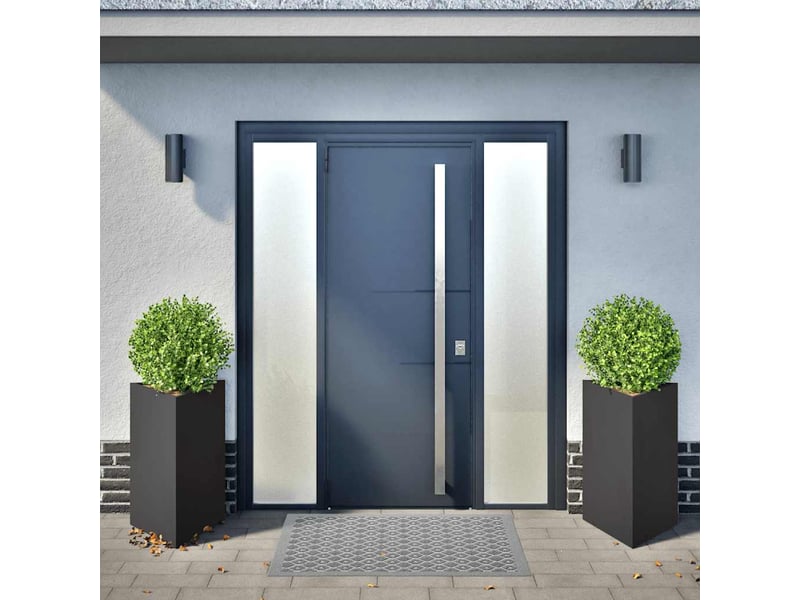  Jardinière - bac à fleurss 2 pcs noir triangulaire 50x43x75 cm acier  - Conforama C