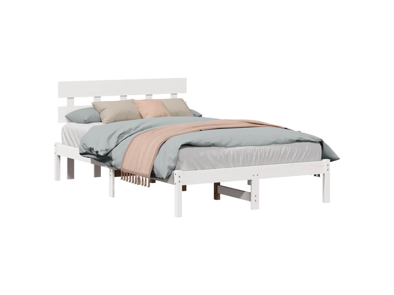  Lit double- lit adulte -  cadre de lit blanc 120 x 190 cm bois de pin massif  - Conforama A