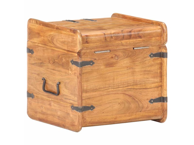  Coffre de rangement 40x40x40 cm bois d'acacia solide shl8280  - Conforama E