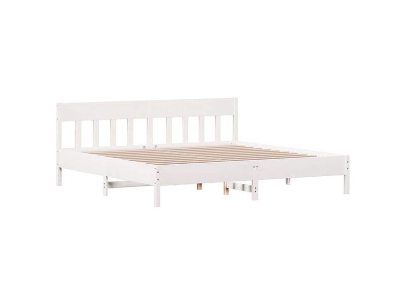 Lit double- lit adulte - cadre de lit sans matelas blanc 180x200 cm bois massif de pin - Conforama D
