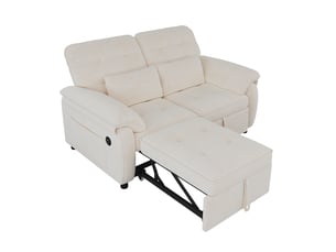 Canapé convertible 3 en 1, tissu chenille beige 2 places, lit pliant avec dossier réglable & ports usb pour salon et chambre d'amis