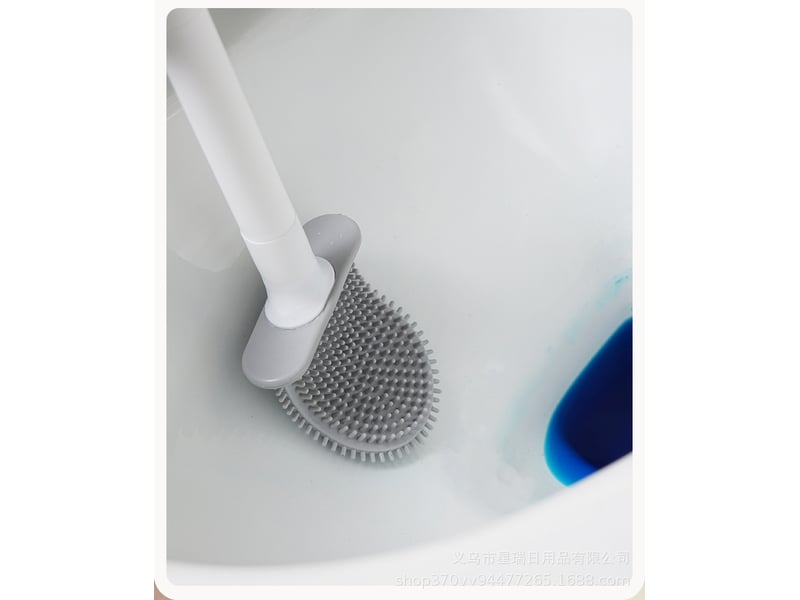 1pc blanc brosse toilette silicone, brosse toilettes wc, brosse wc silicone et supports avec des poils doux et une poignée antidérapante brosse toilette  - Conforama E