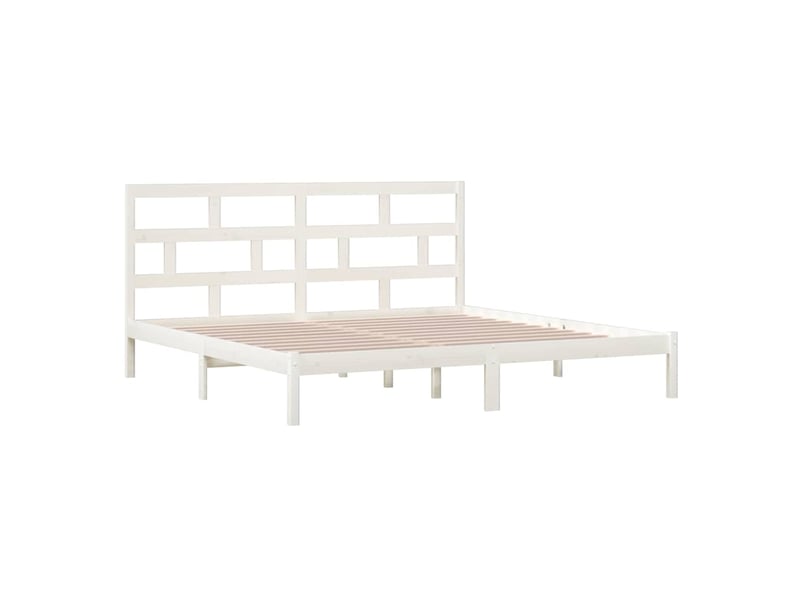  Lit double- lit adulte -  cadre de lit sans matelas blanc bois de pin massif 200x200 cm  - Conforama C