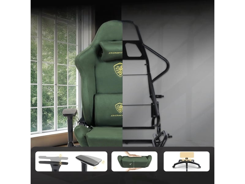  Fauteuil gaming ergonomique – massage – velours – repose-pieds – dossier inclinable jusqu’à 160° – vert  - Conforama C