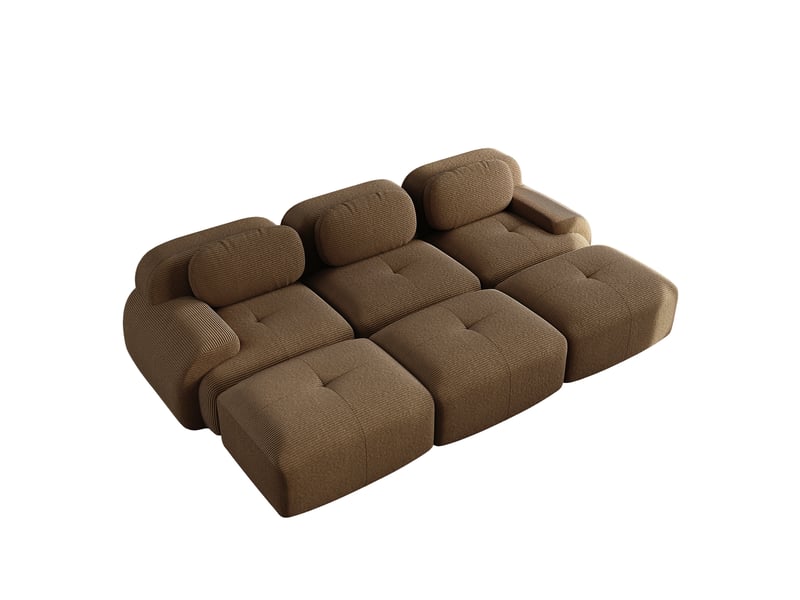 Canapé modulable, canapé 3 places, en velours tricoté, marron, sans montage, sans structure, home cinéma, pour salon - Conforama W