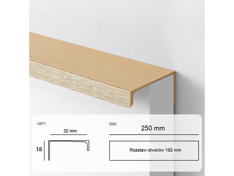  Profil de poignée d'angle de mobilier doré de 192 mm  - Conforama D