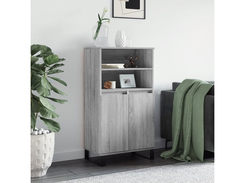  Buffet haut - bahut - meuble de rangement sonoma gris 60x36x110 cm bois d'ingénierie  - Conforama B