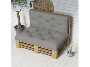 Coussin d'assise et dossier 120x80x12 cm à boutons gris clair