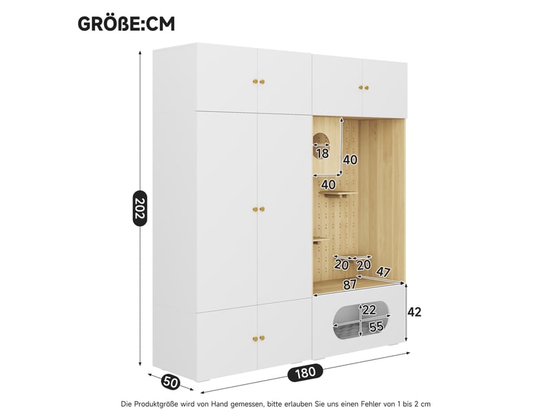  Armoire  avec 1 tringle et 6 compartiments, mur d'escalade, pour chambre, blanc, 180 × 50 × 200 cm  - Conforama D