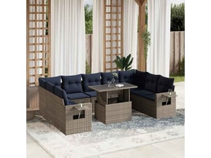 Vidaxl ensemble de canapé de jardin 10 pcs avec coussins gris résine tressée