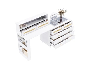 Coiffeuse 10 tiroir(s) Miroir avec 0 tabouret(s) inclu(s) HOMVRA coloris blanc