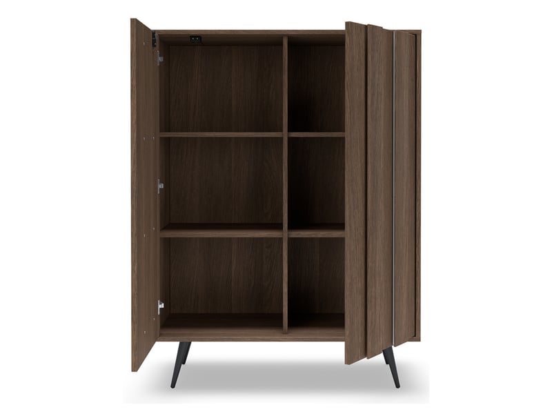  Buffet hafano, meuble 2 étagères, 94x40x126h cm marron noyer Hafano - Conforama E
