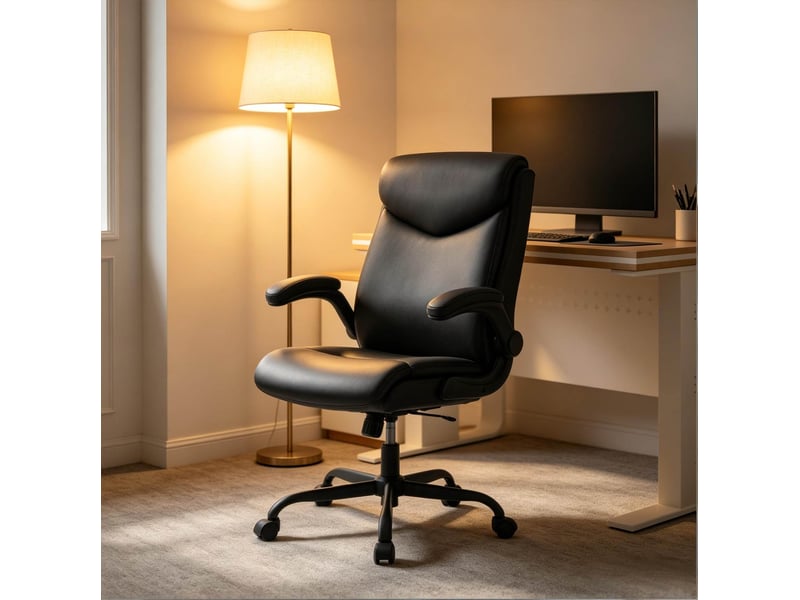  Chaise de bureau pivotante 47x50x113 cm réglable métal polyuréthane (pu) noir  - Conforama E