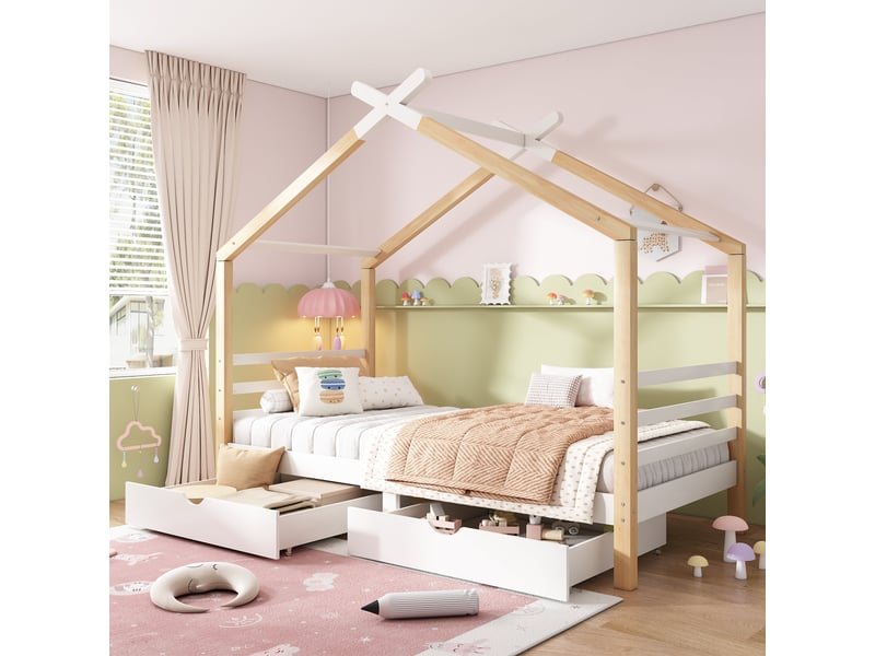  Lit cabane enfant dimensions 90x200 cm hauteur 183 cm poids max 120 kg livraison deux colis montage requis  - Conforama B