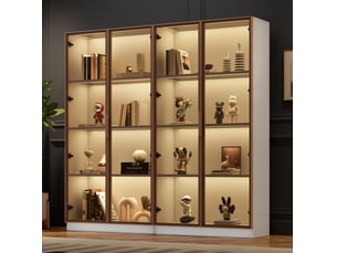 Vitrine coloris blanc 3 étagère(s) OKWISH  - 80 cmx160 cm