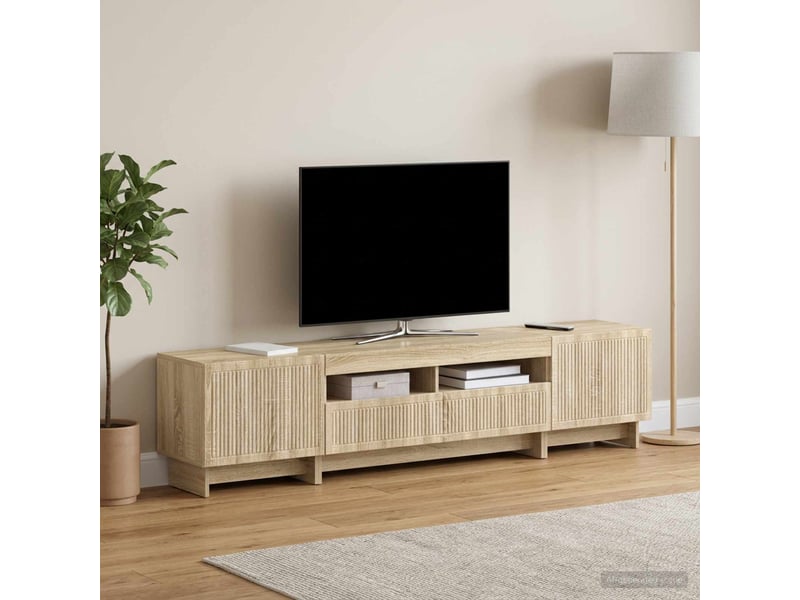  Meuble tv - banc tv - meuble de rangement led 5 pièces chêne sonoma bois d'ingénierie  - Conforama C