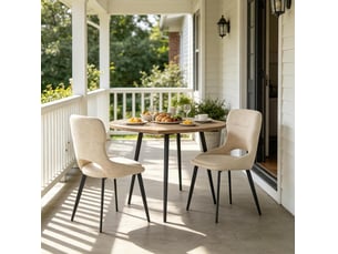 Lot de 2 chaises de salle à manger en chenille kaki, mousse et métal