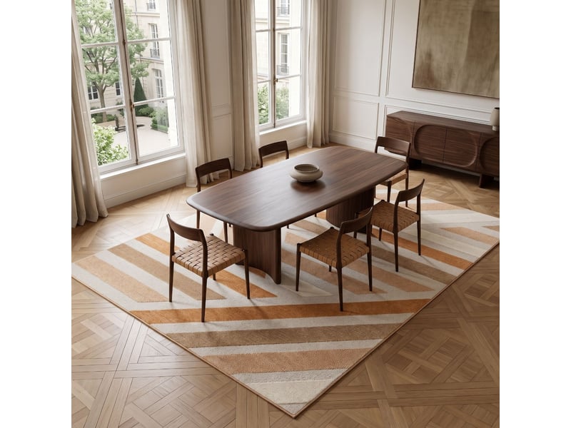  Tapis doux à relief graphique moderne orange 160x230  - Conforama R