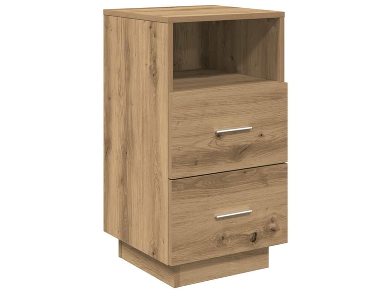 Lot de 2 tables de chevet - cabinet de chevet - table de nuit et 2 tiroirs chêne artisanal 36x36x68 cm - Conforama E