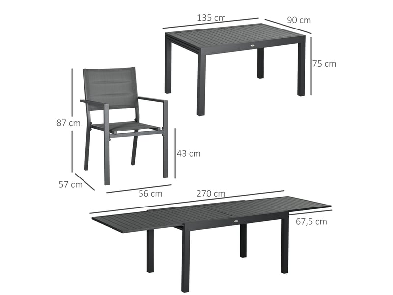 Salon de jardin 8 personnes – table extensible – chaises empilables - Conforama C