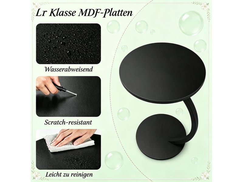  Table basse ronde en c avec plateau mdf et structure métallique, pour salon, chambre et bureau, 40 × 64,5 cm  - Conforama E