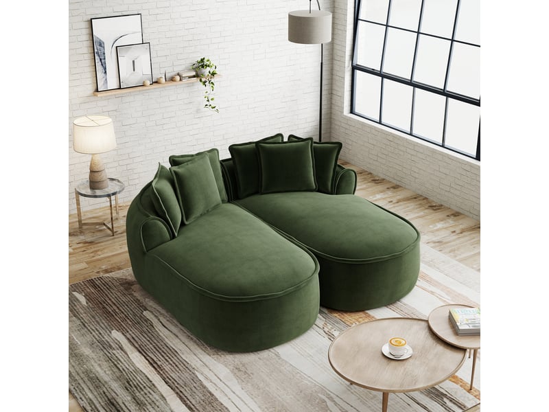  Canapé modulable - 184x164x67 cm - tissu chenille - configuration modulable - assise profonde - mobilier de salon - vert CozyNest - Conforama B