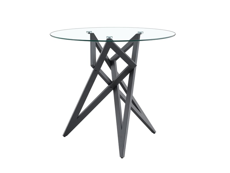 Table basse ronde avec plateau en verre trempé et piètement géométrique - lpospi - métal noir ø 85 cm - Conforama A