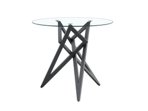Table basse ronde avec plateau en verre trempé et piètement géométrique - métal noir ø 85 cm