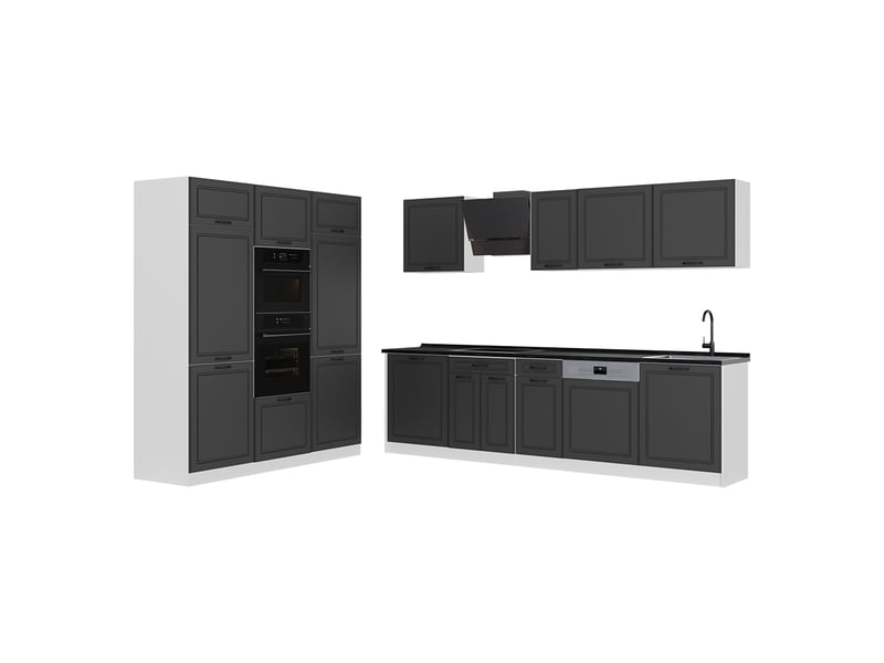  Vicco cuisine, anthracite campagneblanc, 180cm plan de travail anthracite  - Conforama A