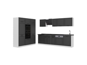 Vicco cuisine, anthracite campagneblanc, 180cm plan de travail anthracite