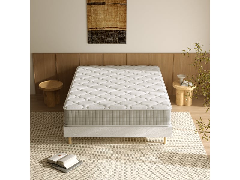  Ensemble sommier et matelas 140x200 cm, lit 2 personnes complet avec sommier tapissier (matelas 140x200x22+sommier)  - Conforama E