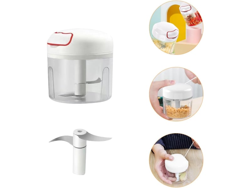  Mini hachoir à ail manuel 300 ml 3 lames hachoir cuisine portable pour légumes fruits et viande outil compact et étanche  - Conforama B