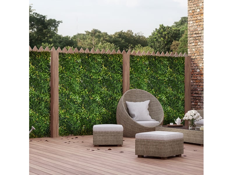 Mur végétal artificiel 12 panneaux 50 x 50 cm – vert – brise-vue modulable résistant aux uv pour jardin - Conforama D
