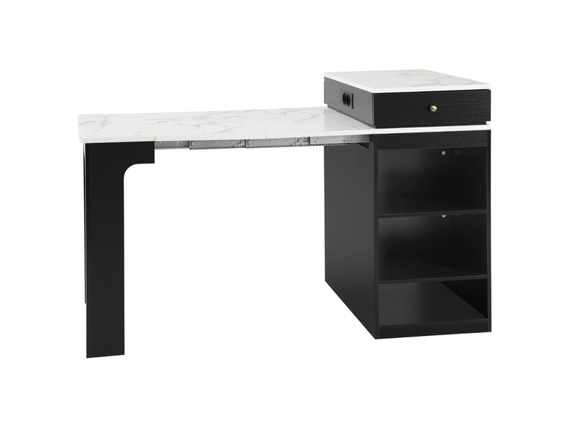 Table à manger extensible avec prises électriques, effet marbre et mdf - Conforama W