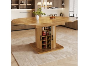 Table à manger extensible 118-158 x 118 cm avec rangement, mdf et métal marron foncé