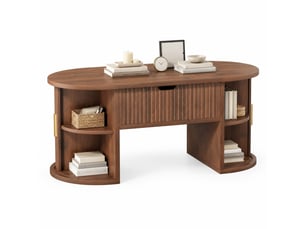 Table basse ovale coloris bois foncé LPOSPI - 50 cmx100 cm