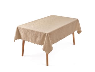 Nappe de table - 130x160 cm - nappe imperméable effet lotus et anti-taches - beige