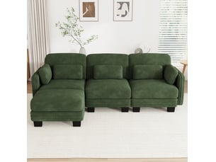Canapé d'angle gauche fixe MAISENTIEL  3 places Tissu vert