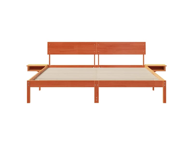  Lit double- lit adulte -  cadre de lit avec tête de lit brun  200 x 200 cm pin massif  - Conforama D