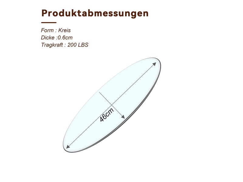  Plateau de table rond en verre trempé, ø46 cm, épaisseur 6 mm, sans montage  - Conforama C