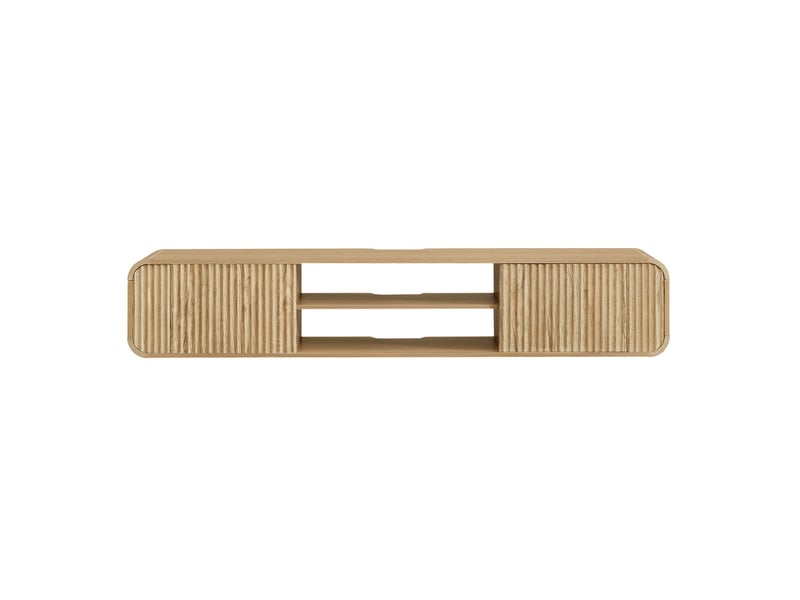  Meuble tv mural 160 cm avec rangement ouvert naturel homvra  - Conforama A