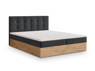 Lit avec rangement 140x200 cm <strong>MASSENO</strong>  <strong></strong> coloris gris