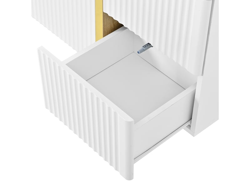  Ensemble meuble tv et buffet façades rainurées en mdf et pb blanc GL142412G - Conforama E